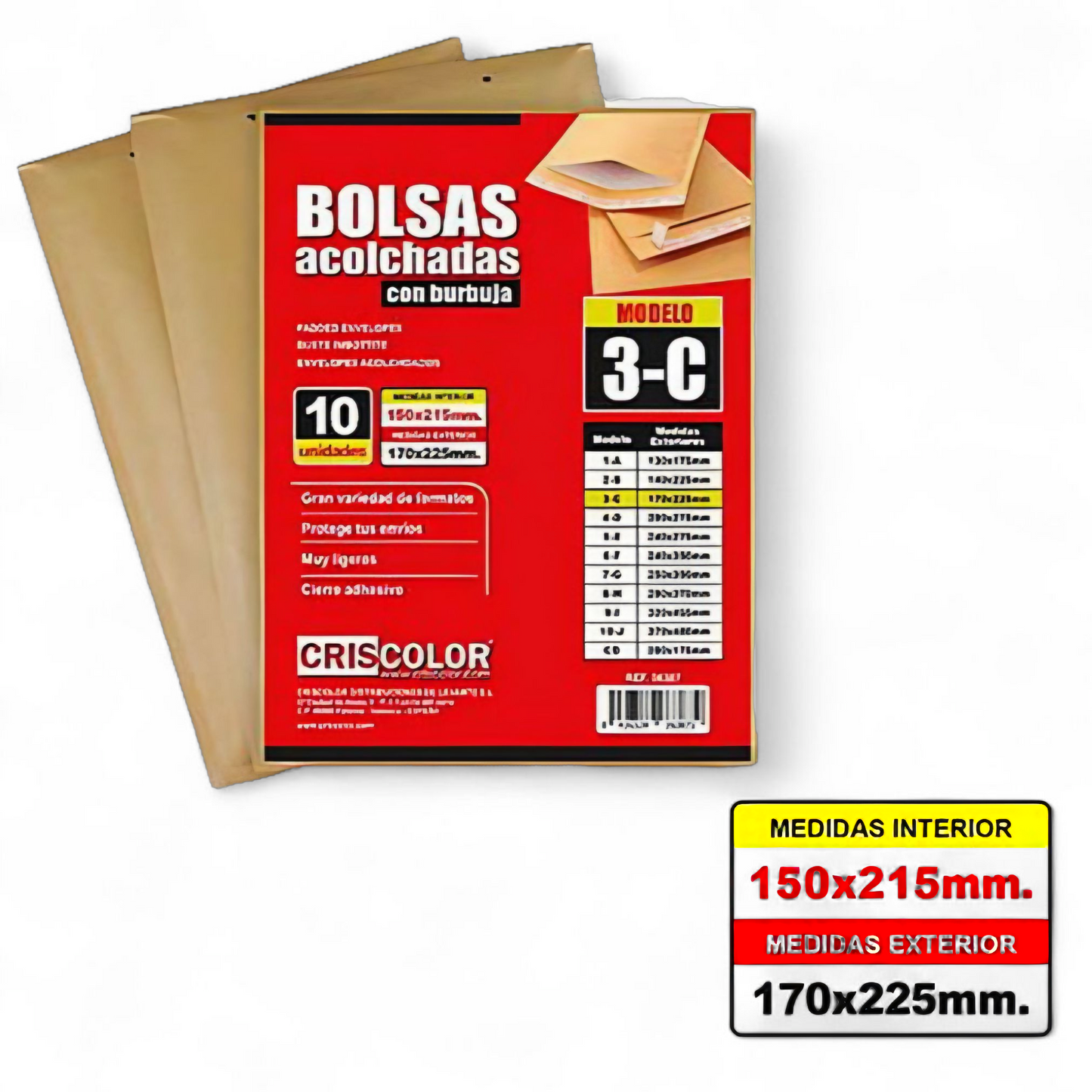 Pack 10 Sobres Acolchados con Burbuja para envíos seguro