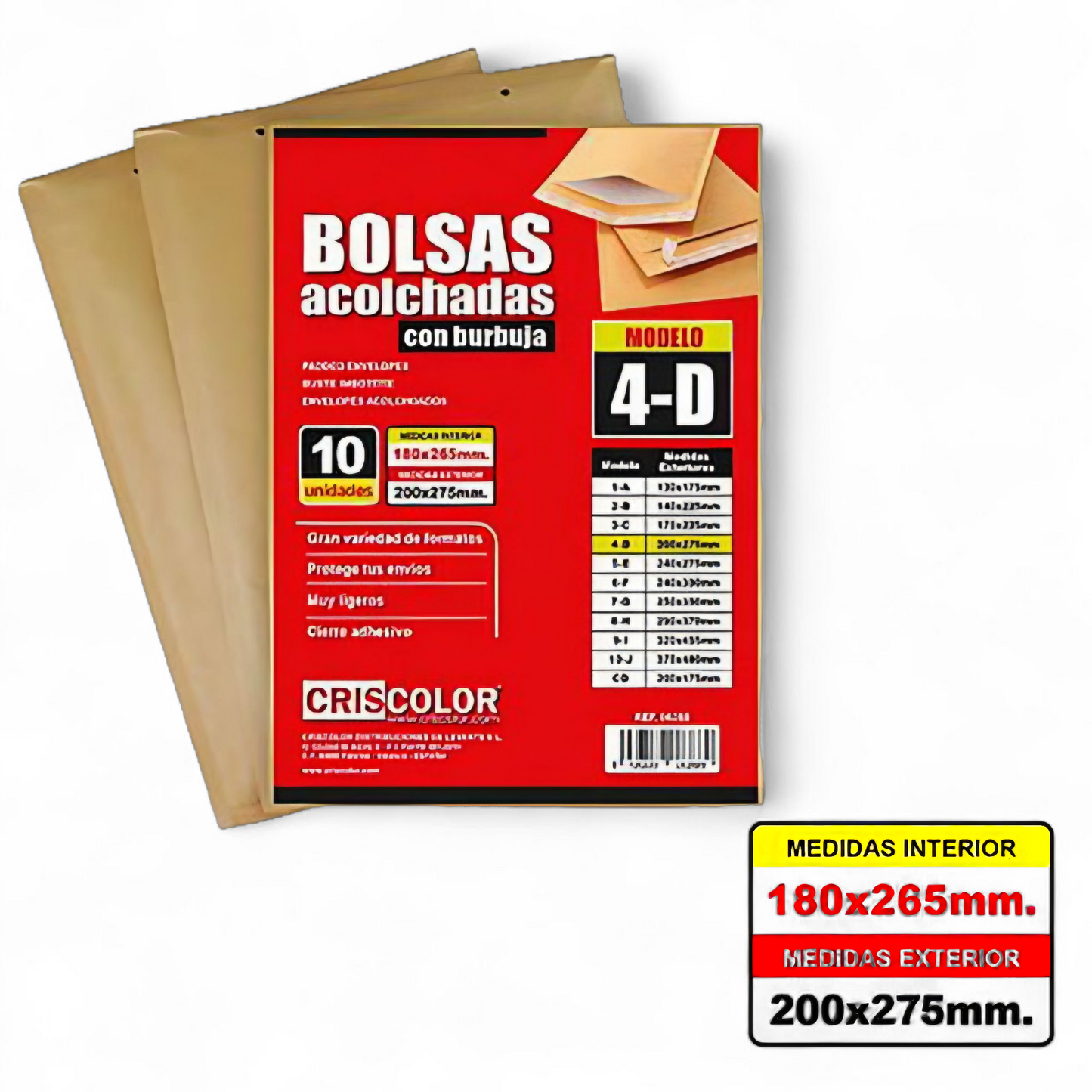 Pack 10 Sobres Acolchados con Burbuja para envíos seguro
