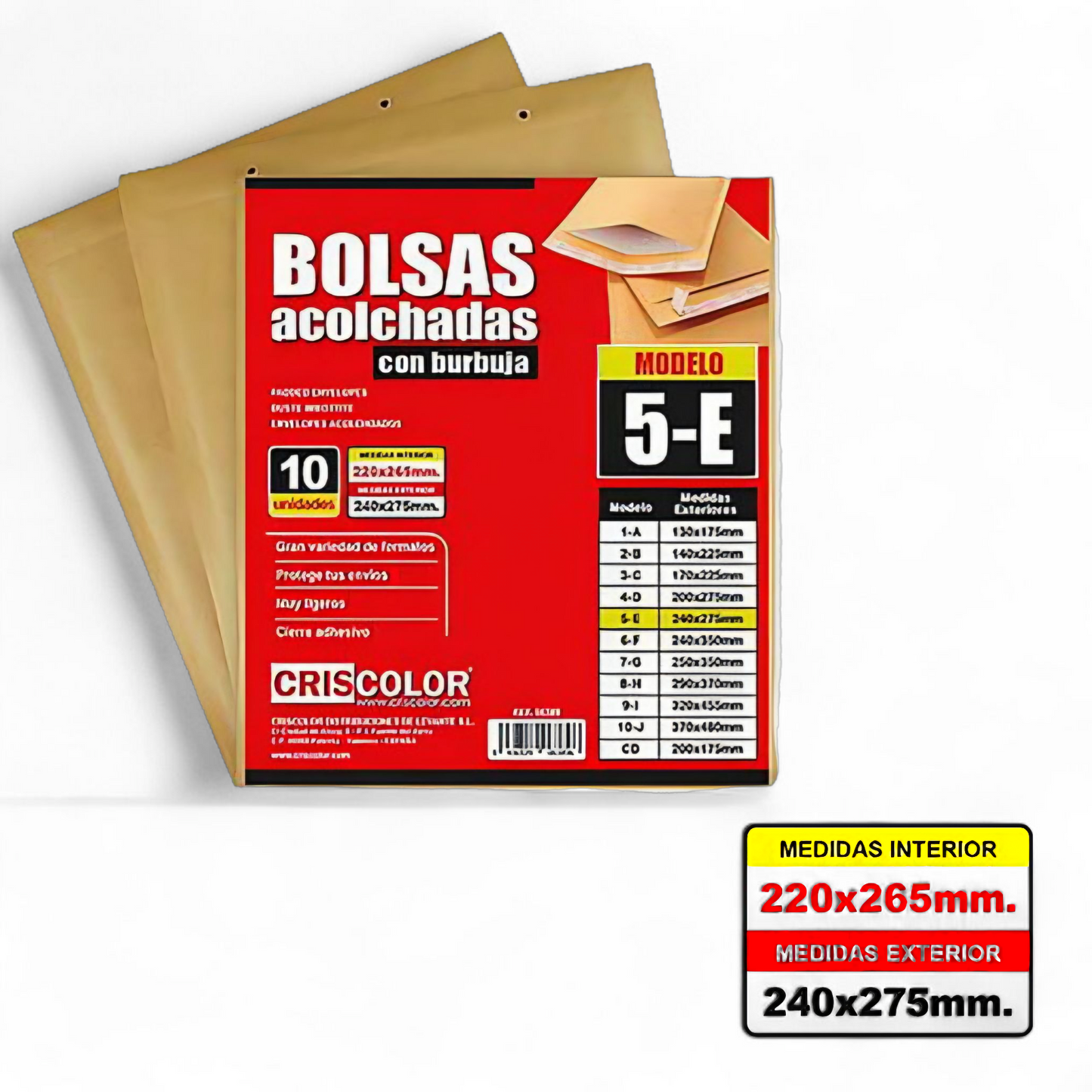 Pack 10 Sobres Acolchados con Burbuja para envíos seguro