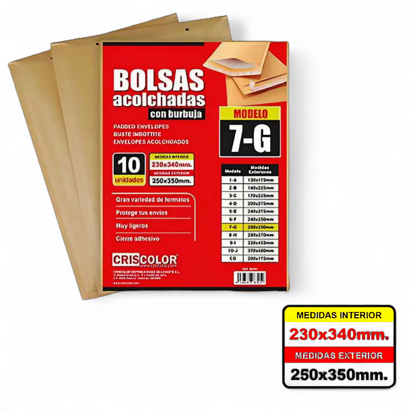 Pack 10 Sobres Acolchados con Burbuja para envíos seguro