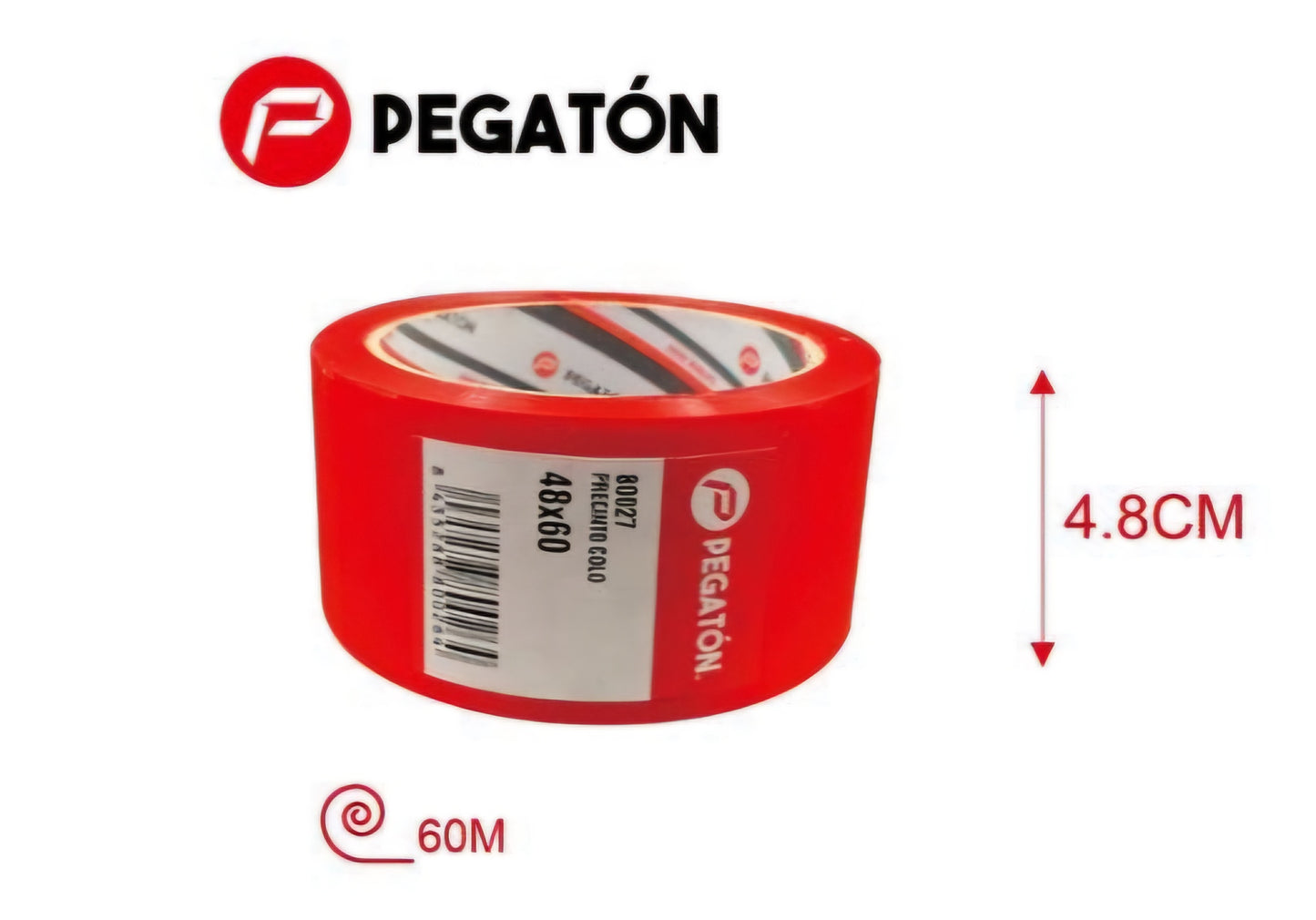 Precinto o cinta adhesiva rojo 4.8cm x 60m