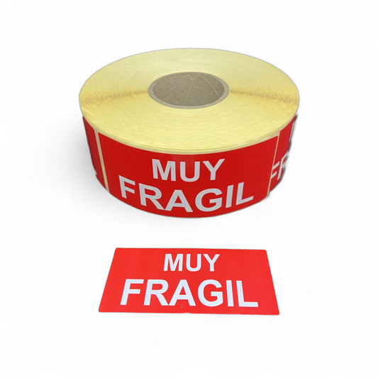 Etiquetas Adhesivas “MUY FRÁGIL” – 50x120 mm – Señalización para Paquetería y Embalaje Profesional